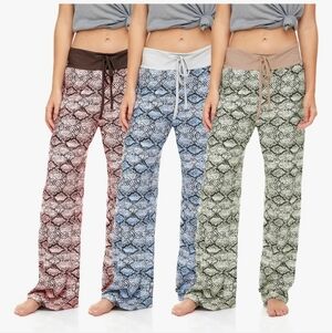 Sexy Basics | 3 Pair of NEW Snakeskin Pattern Wide Legged High-Waisted Loungers